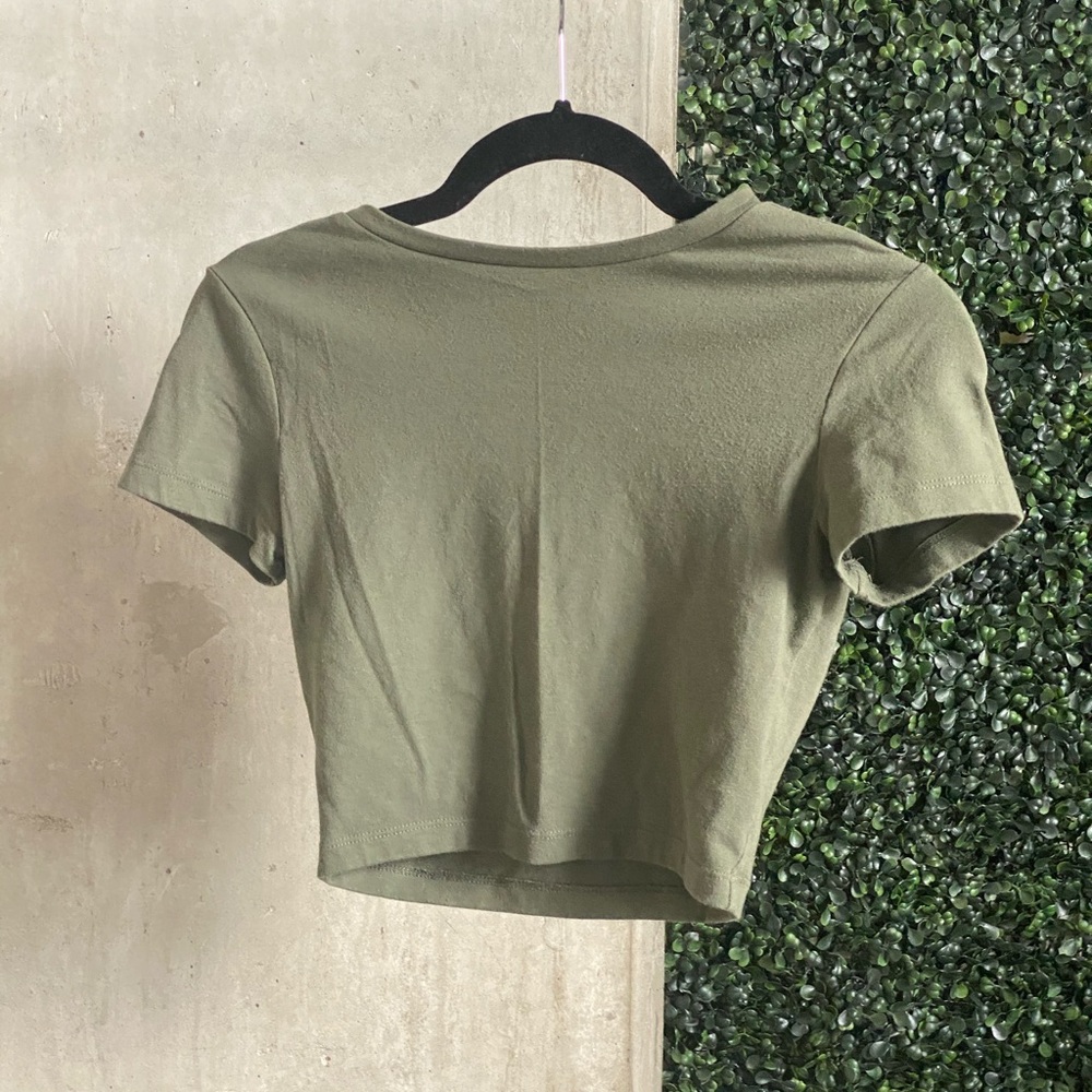 Target Short Sleeve Olive Green Crop Top